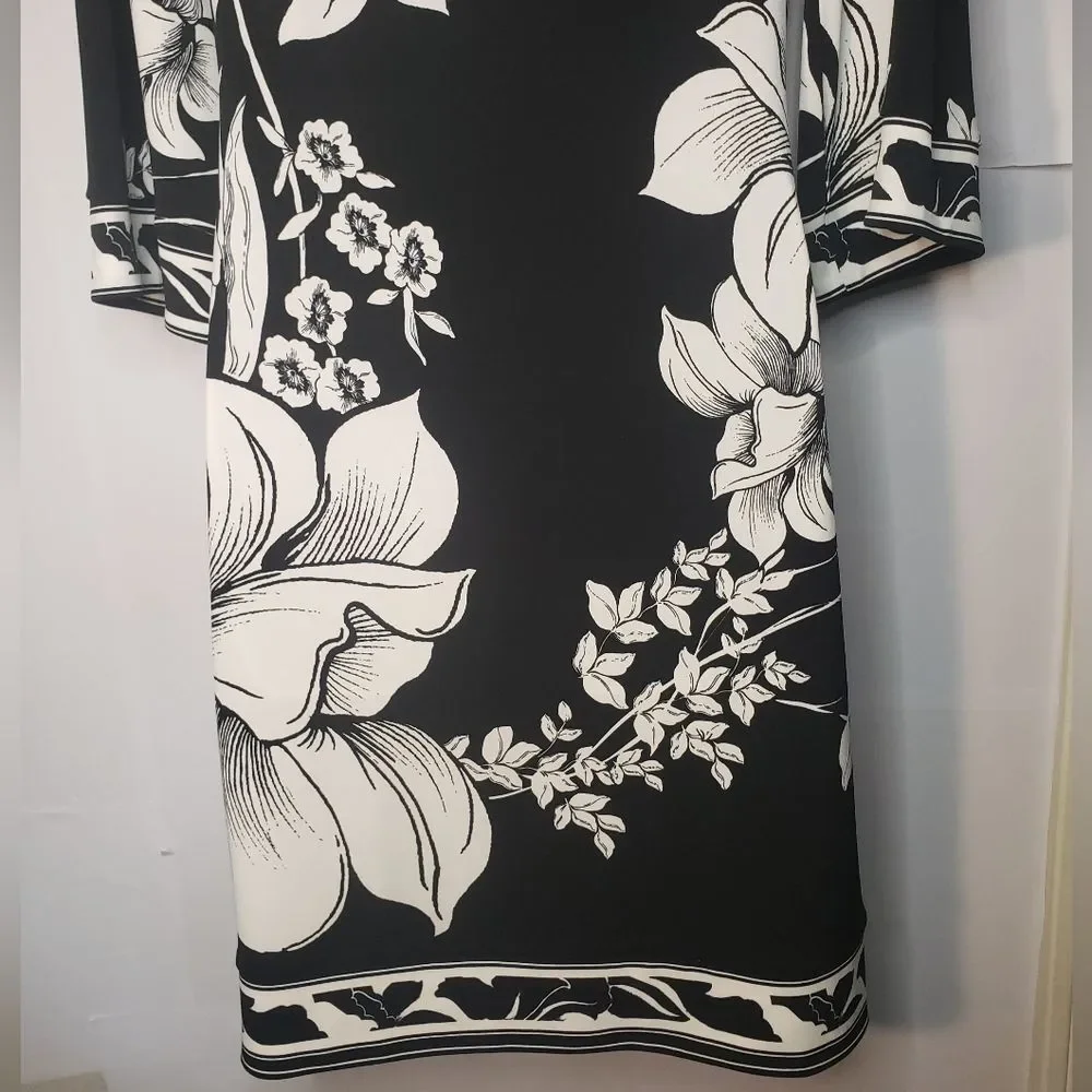 White House Black Market Floral Square Neck Dress Women's Sz S - Picture 6 of 10